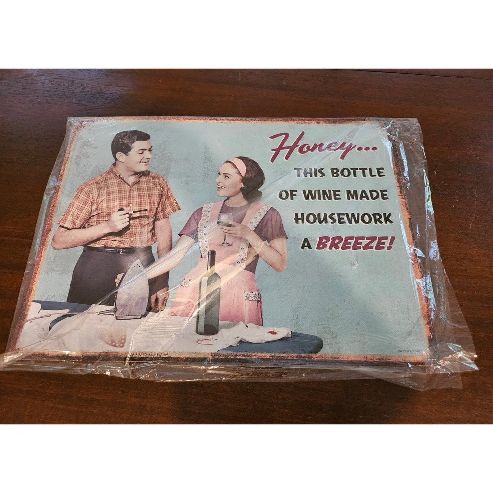 Chris's Stuff Metal Tin Sign Home Decor Blue Retro Wine Housework Humorous Art
